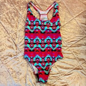 Ruby Love Red and Turquoise One Piece Swimsuit Size XL Extra Large